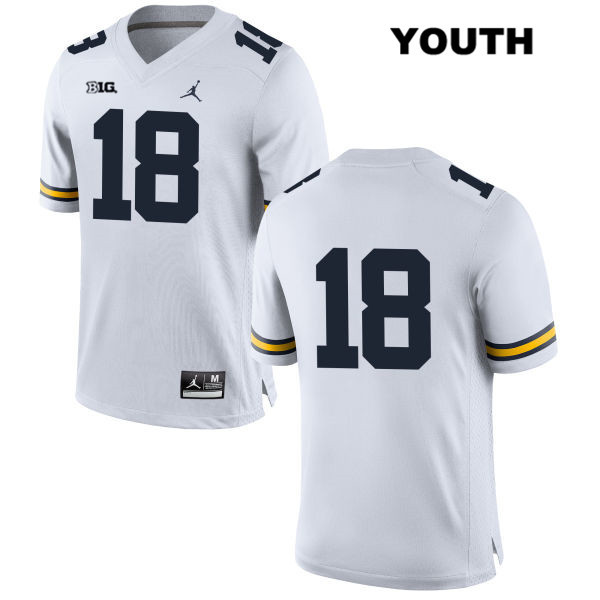 Youth NCAA Michigan Wolverines Luiji Vilain #18 No Name White Jordan Brand Authentic Stitched Football College Jersey HY25O67YK
